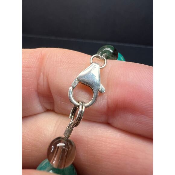 Russian amazonite and smoky quartz necklace with sterling silver clasp - Picture 5 of 11